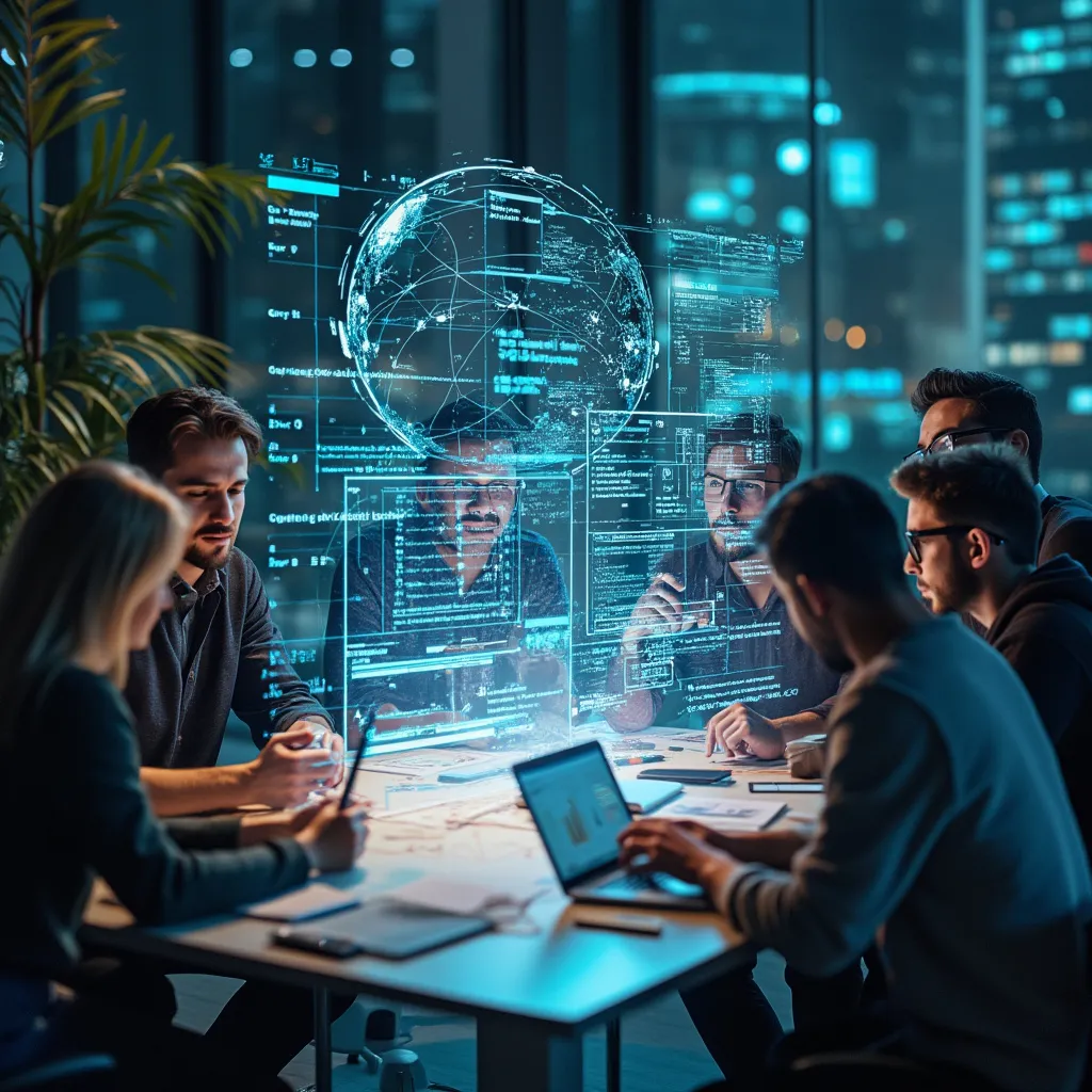 Équipe d'experts en IA travaillant ensemble